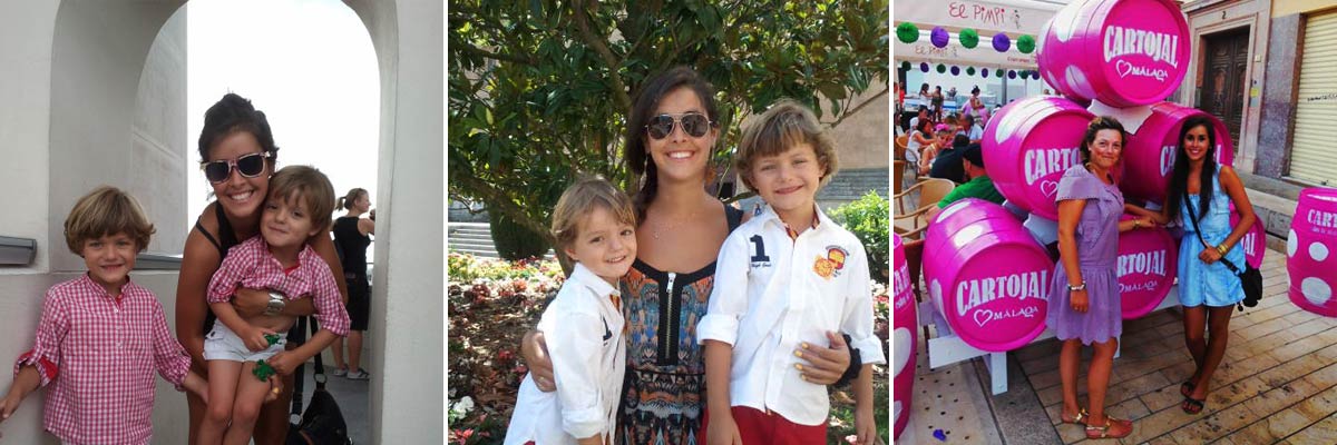 Teresa con sus hijos invitados y su madre anfitriona.