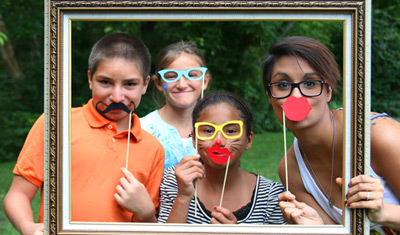 Kristina and her host children within a fake framework