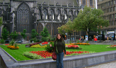 Rita in front of a church