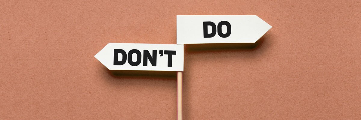 Graphic with direction arrows with do and don't