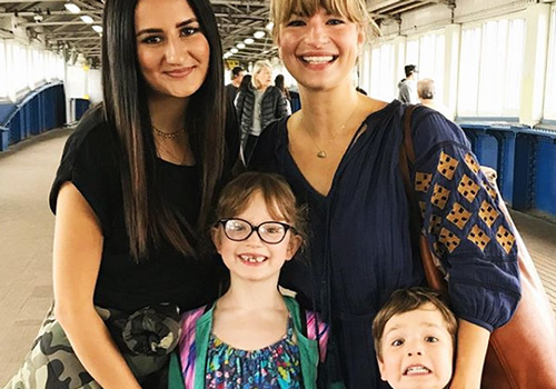 Bethie with her children and au pair Sedef