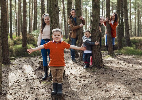 Family in the forest
