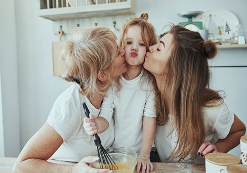 Three generations in the kitchen together